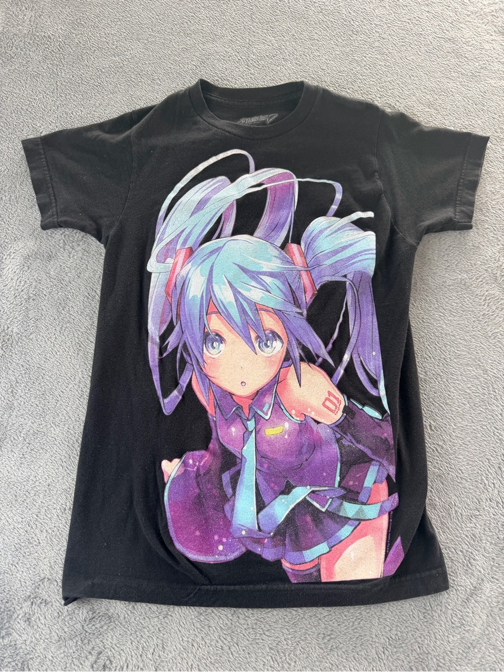 Hatsune Miku Anime Graphic T-Shirt Black XS Vocaloid Manga Tee